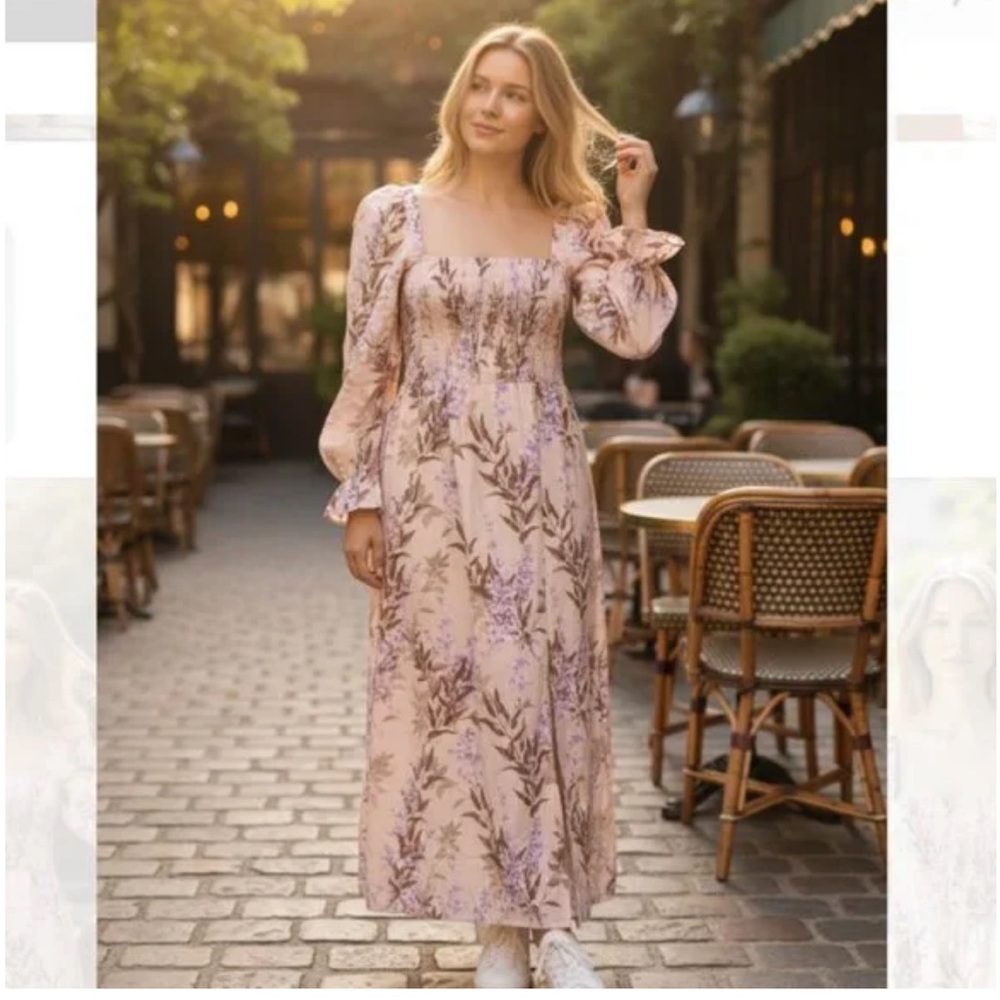 ‘House of Harlow’ Floral Long Sleeve Midi Dress